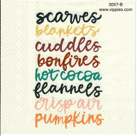 AT-3057-B Comfy Words Scarves Blankets Napkin for Decoupage