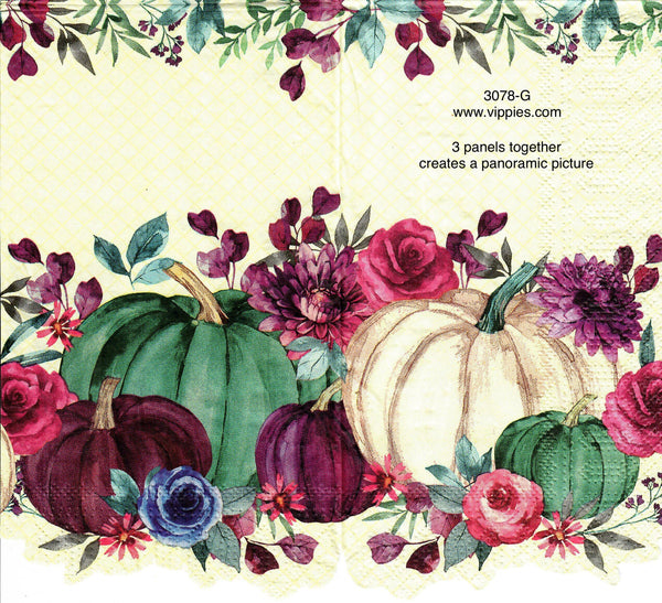 AT-3078-G Pumpkin Roses Guest Napkin for Decoupage