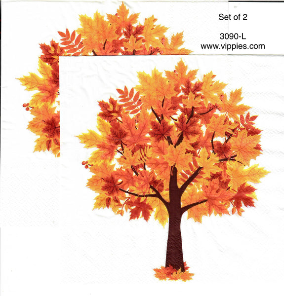 AT-3090-L-S Set of 2 Fall Tree Napkin for Decoupage