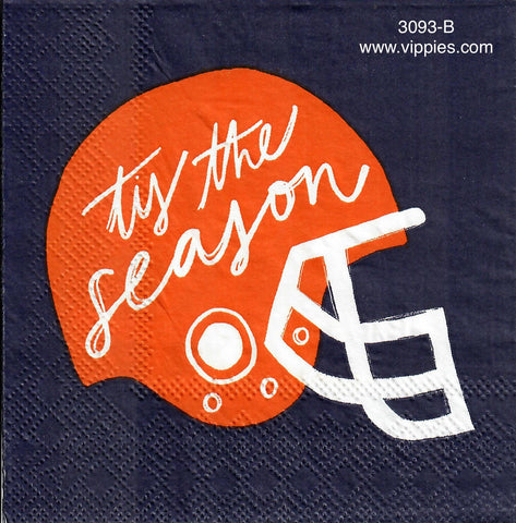 AT-3093-B Tis the Season Football Helmet Napkin for Decoupage