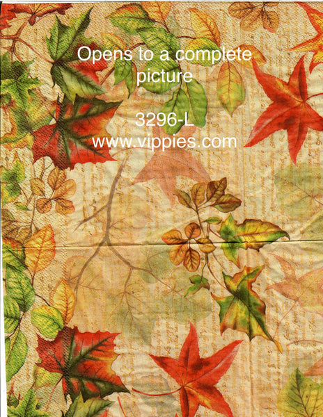 AT-3296-L-S Set of 2 Fall Leaves Collage Napkin for Decoupage