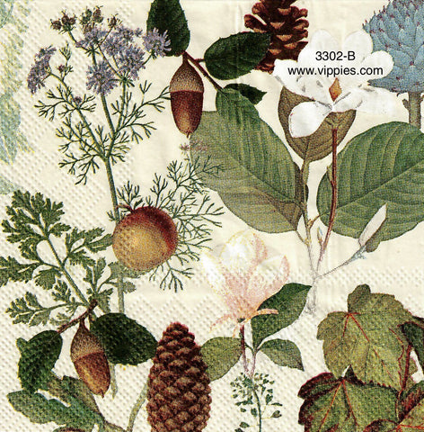 AT-3302-B Fall Botanical Napkin for Decoupage