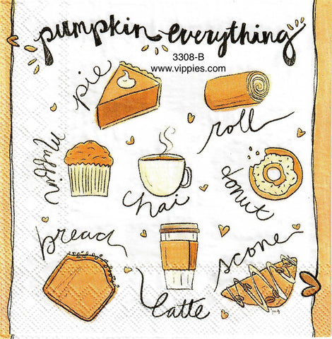 AT-3308-B Pumpkin Everything Food Napkin for Decoupage
