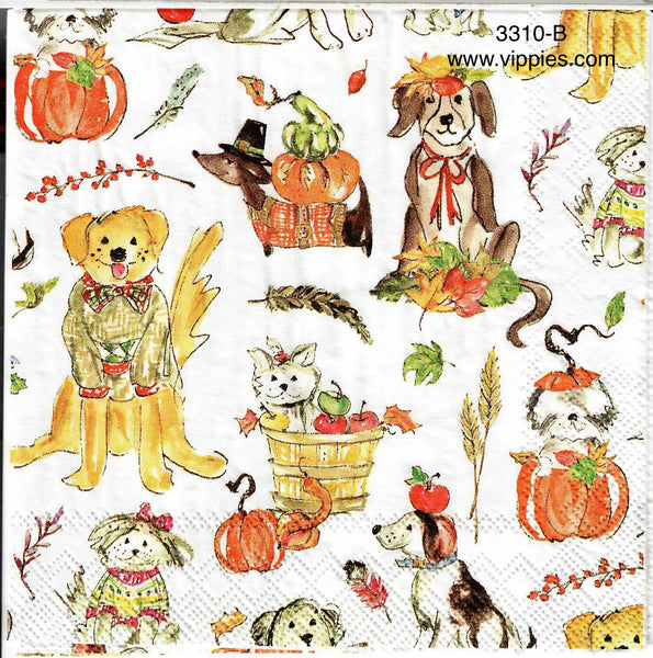 AT-3310-B Harvest Dogs Napkin for Decoupage