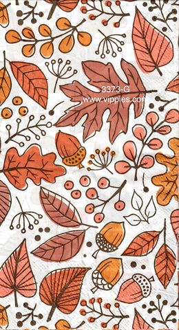 AT-3373-G Sketch Autumn Leaves Guest Napkin for Decoupage