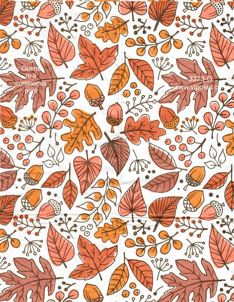 AT-3373-G Sketch Autumn Leaves Guest Napkin for Decoupage