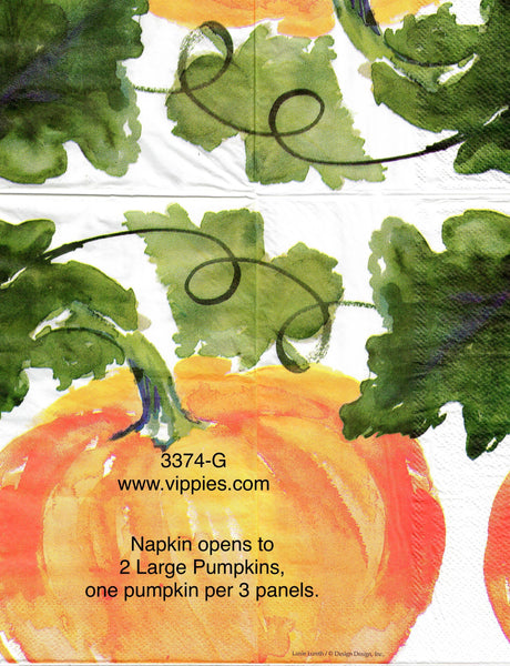 AT-3374-G Large Pumpkin Guest Napkin for Decoupage