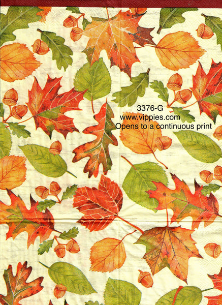 AT-3376-G Leaves Acorns Border Guest Napkin for Decoupage