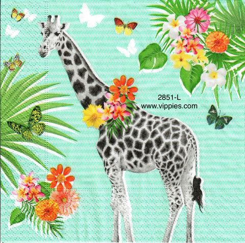 ANIM-2851-L Giraffe Floral Napkin for Decoupage