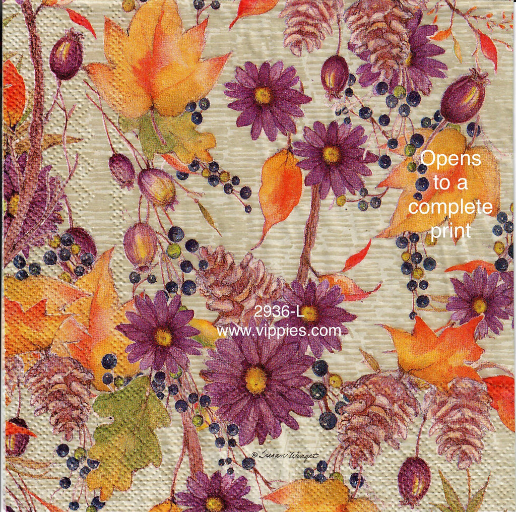 AT-2936-L Fall Floral Berries Napkin for Decoupage