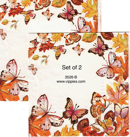 AT-3526-B-S Set of 2 Autumn Butterflies Napkin for Decoupage