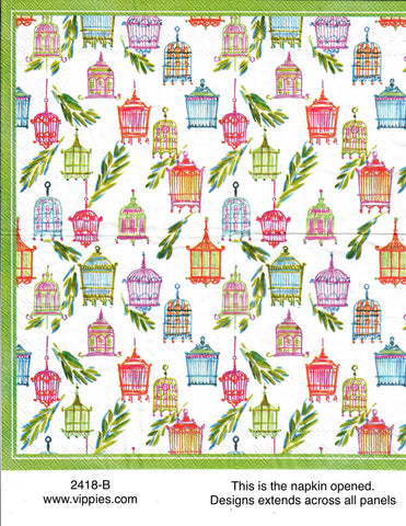BB-2418-B Allover Bird Cages Napkin for Decoupage
