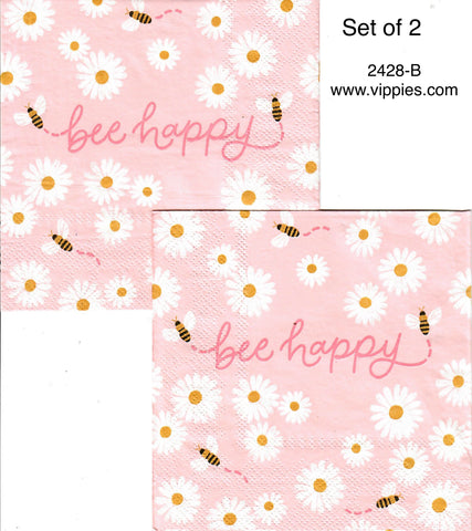 BB-2394-L Yellow Bird Pink Branch Napkin for Decoupage
