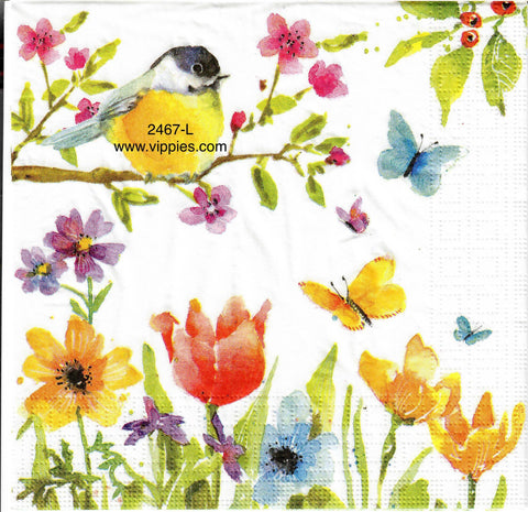 BB-2467-L Bird Butterflies Garden Napkin for Decoupage