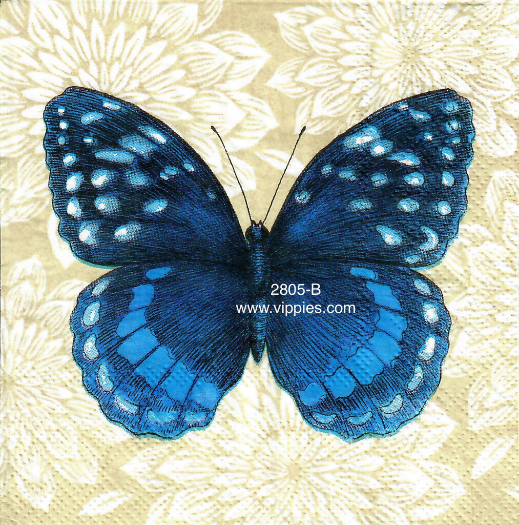 BB-2805-B Large Blue Butterfly Napkin for Decoupage