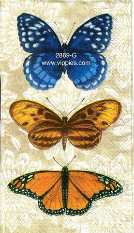 BB-2869-G Large 3 Butterflies Guest Napkin for Decoupage