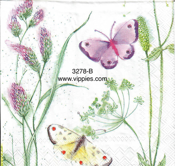 BB-3278-B Butterflies Grasses Napkin for Decoupage