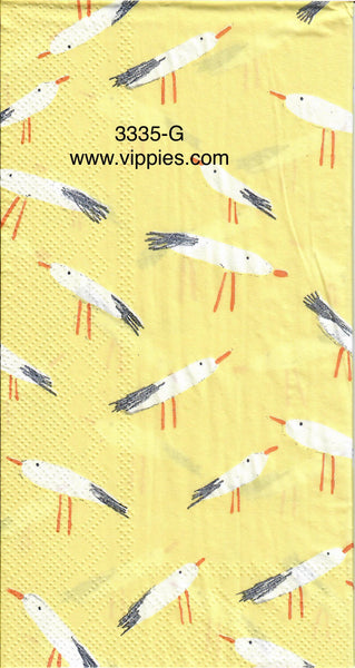 BB-3335-G Seagulls On Yellow Guest Napkin for Decoupage