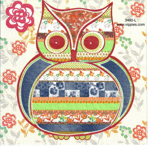 BB-3480-L Single Pattern Owl Napkin for Decoupage