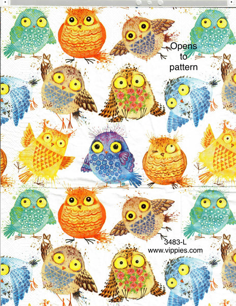 BB-3483-L Large Pattern Owls Rows Napkin for Decoupage