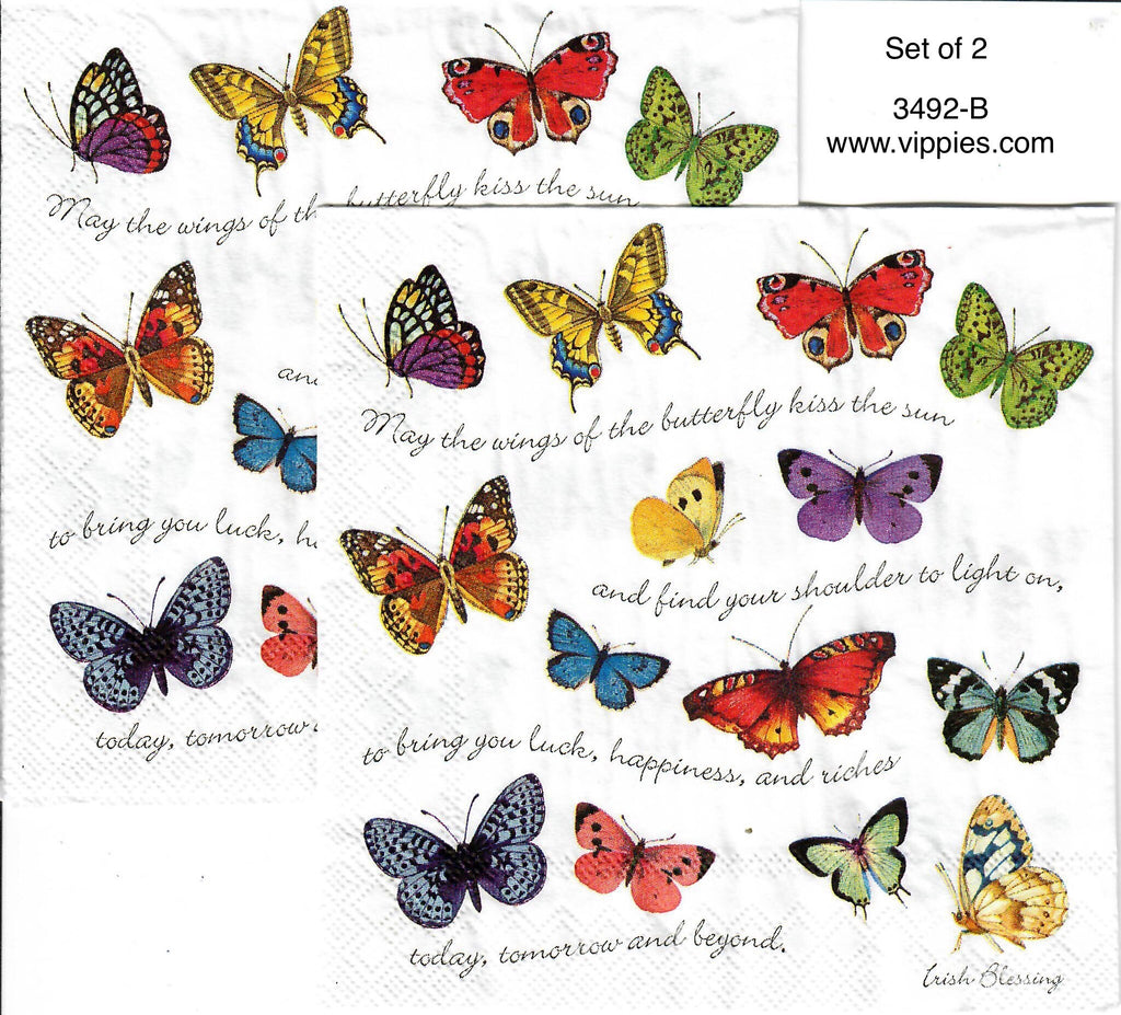 BB-3492-B-S Set of 2 May the Wings Butterflies Napkin for Decoupage