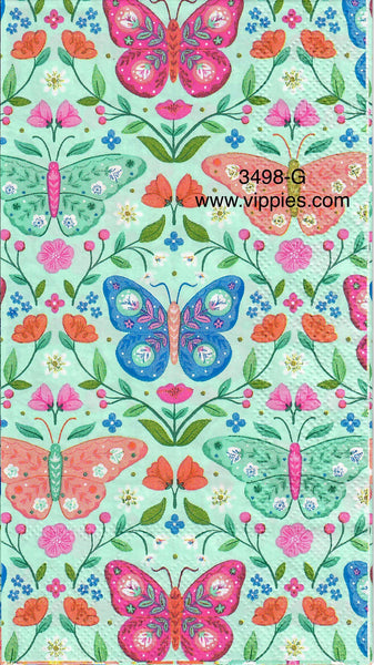 BB-3498-G Butterflies on Green Guest Napkin for Decoupage
