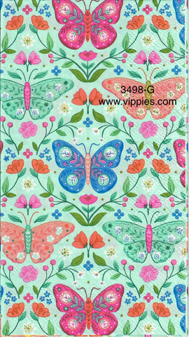 BB-3498-G Butterflies on Green Guest Napkin for Decoupage