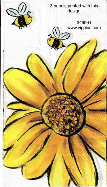 BB-3499-G Bees Flower Bees Stripes Guest Napkin for Decoupage