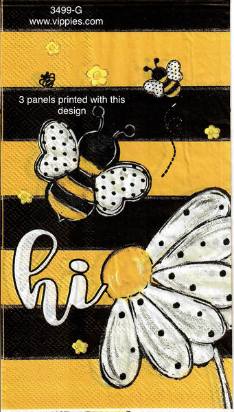 BB-3499-G Bees Flower Bees Stripes Guest Napkin for Decoupage