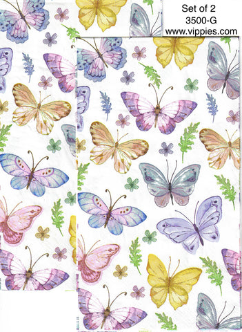 BB-3500-G-S Set of 2 Pastel Butterflies Guest Napkin for Decoupage