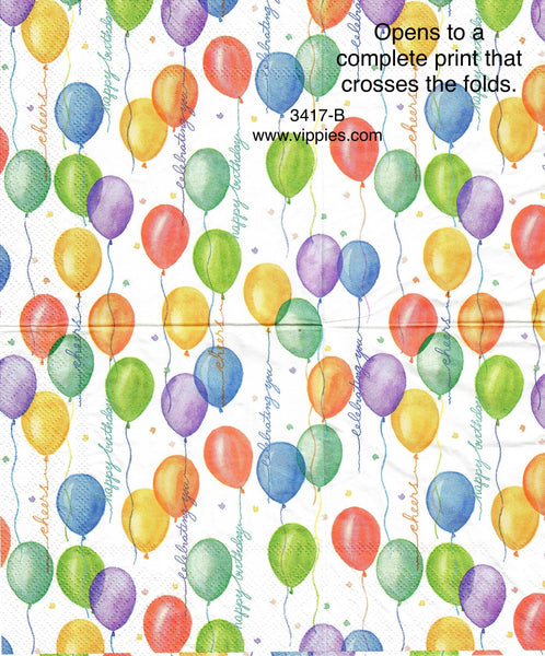 BDAY-3417-B-S Set of 2 - Birthday Balloons Napkins for Decoupage