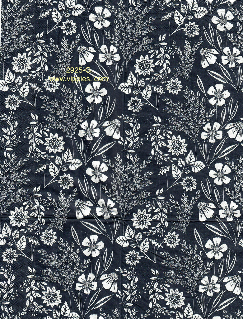 BW-2925-G Dark Blue and White Floral Guest Napkin for Decoupage