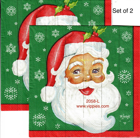 C-2058-L-S Set of 2 Vintage Santa Face Snowflakes Napkin for Decoupage