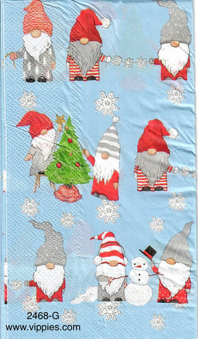 C-2468-G Christmas Gnomes Snowflakes Guest Napkin for Decoupage