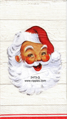 C-2473-G Jolly Santa Face Planks Guest Napkin for Decoupage