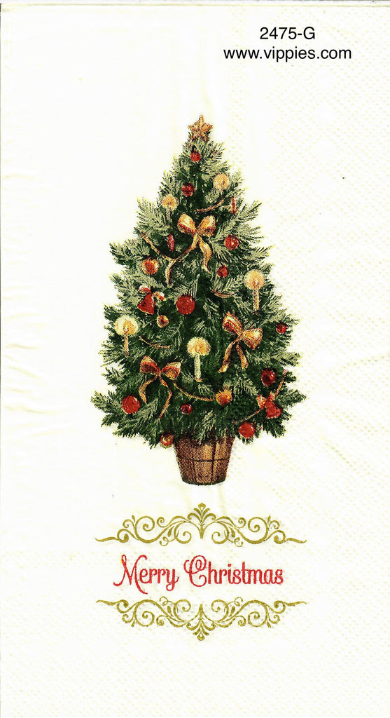 C-2475-G Merry Christmas Tree Guest Napkin for Decoupage