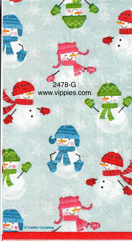 C-2478-G Snowmen Hats Scarves Guest Napkin for Decoupage