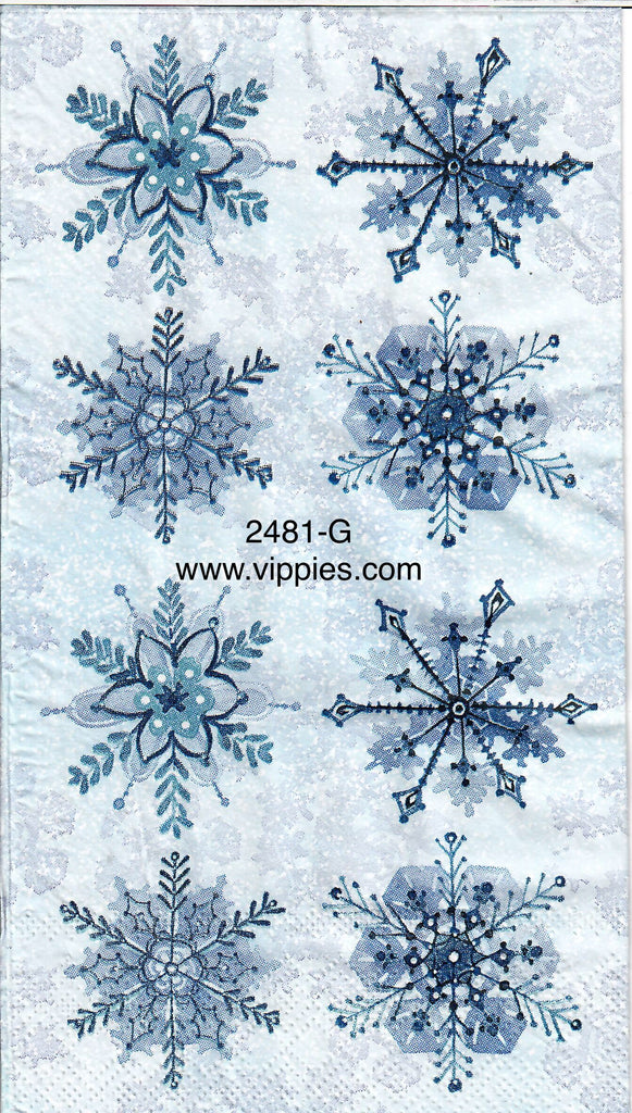 C-2481-G Large Blue Snowflakes Guest Napkin for Decoupage