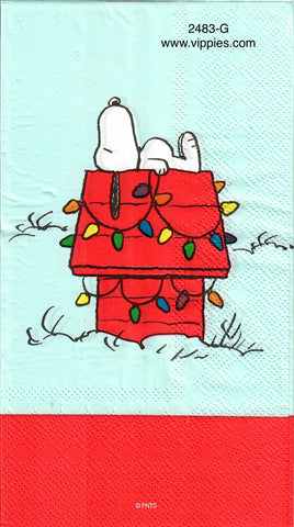 C-2483-G Snoopy Doghouse Lights Guest Napkin for Decoupage