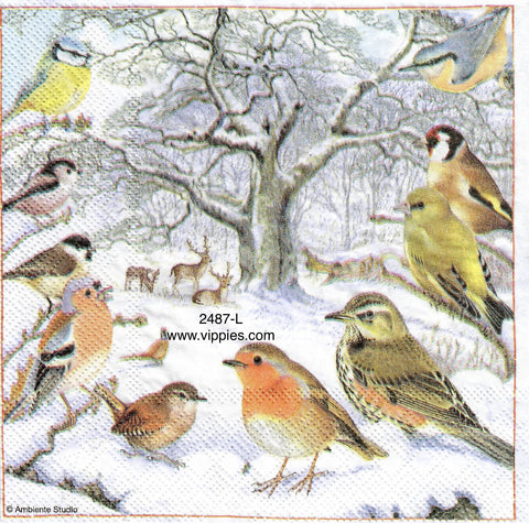 C-2487-L Winter Birds Napkin for Decoupage