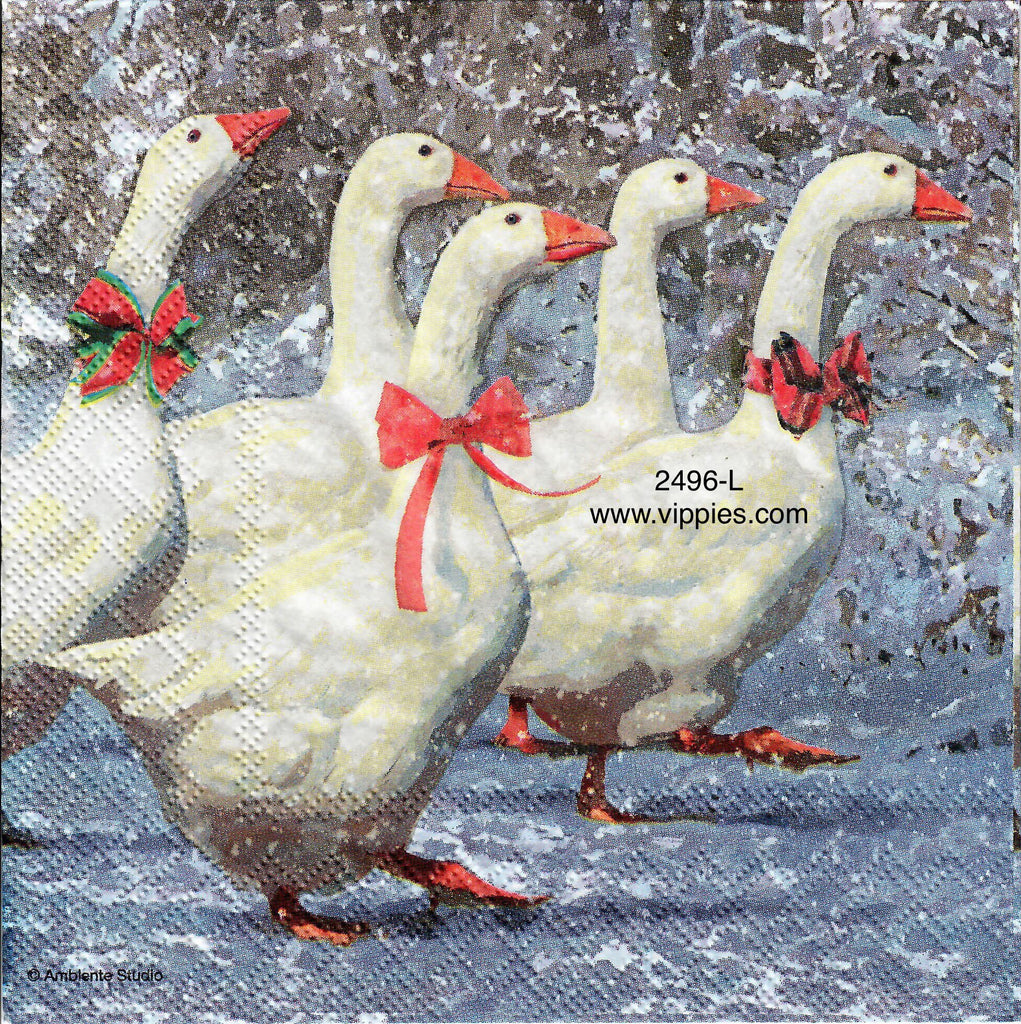 C-2496-L Christmas Geese Napkin for Decoupage