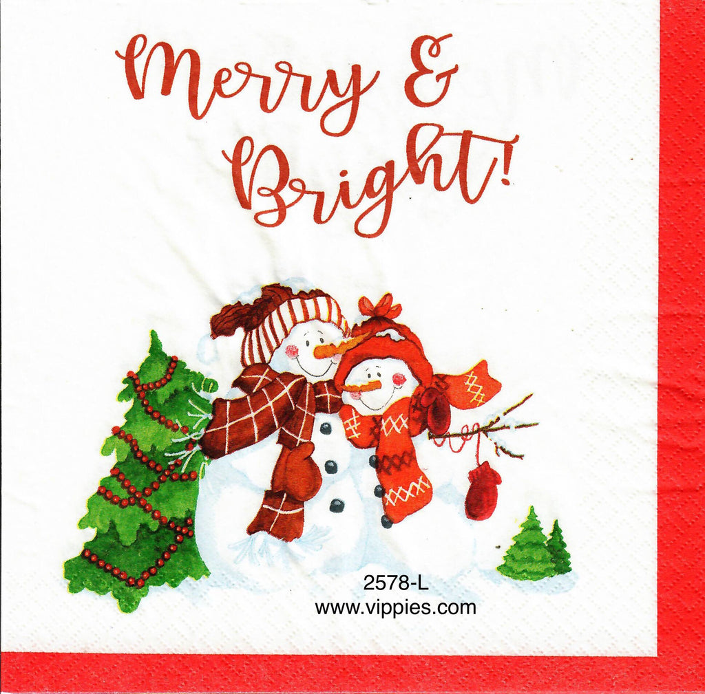 C-2578-L Merry & Bright Snow Couple Napkin for Decoupage