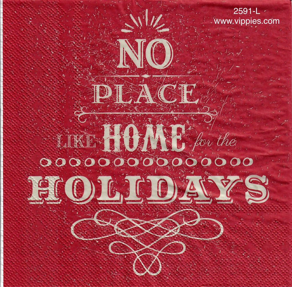 C-2591-L No Place Like Home Red Napkin for Decoupage