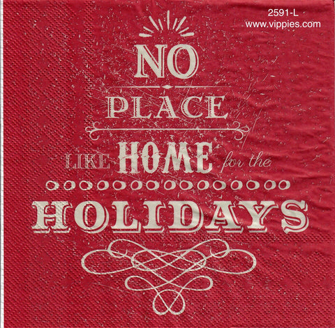 C-2591-L No Place Like Home Red Napkin for Decoupage
