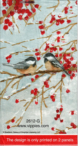 C-2612-G Birds Berries on Blue Guest Napkin for Decoupage