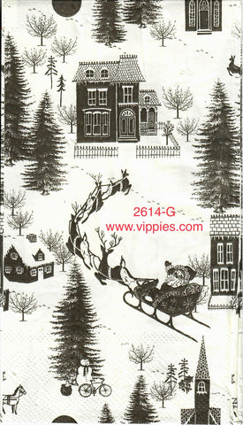 C-2615-G Vintage Sleigh Ride Guest Napkin for Decoupage