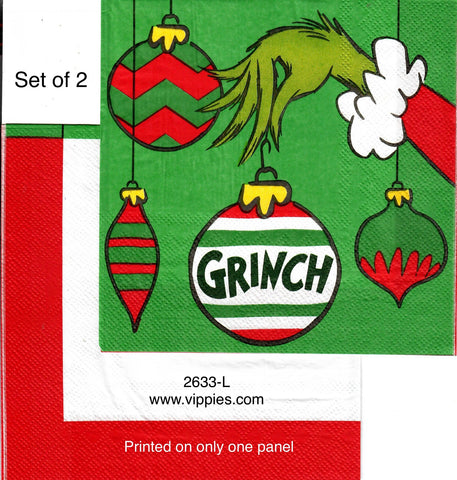 C-2633-L-S SPECIAL LOW PRICE Set of 2 Grinch Hand Napkin for Decoupage