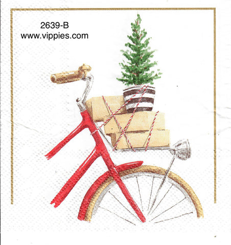 C-2639-B Bicycle Front Tree Napkin for Decoupage