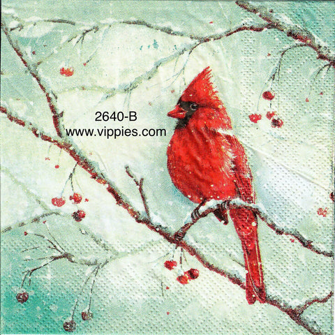 C-2640-B Cardinal Branches Berries Napkin for Decoupage