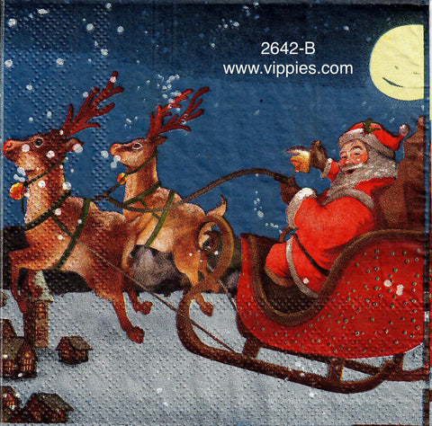 C-2642-B Santa Reindeer Moon Napkin for Decoupage